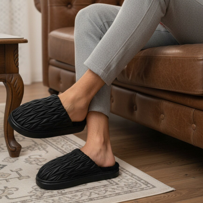 Papuci de casa pufosi D365negru [4]