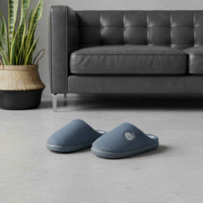 Papuci de casa pufosi D367albastru [5]