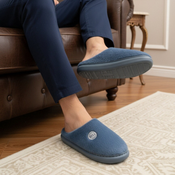 Papuci de casa pufosi D367albastru [4]