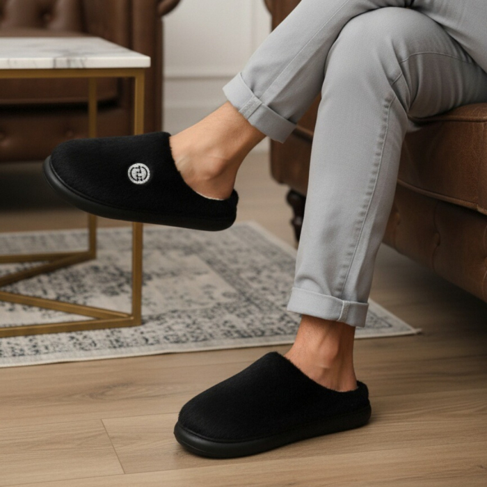 Papuci de casa pufosi D367negru [5]