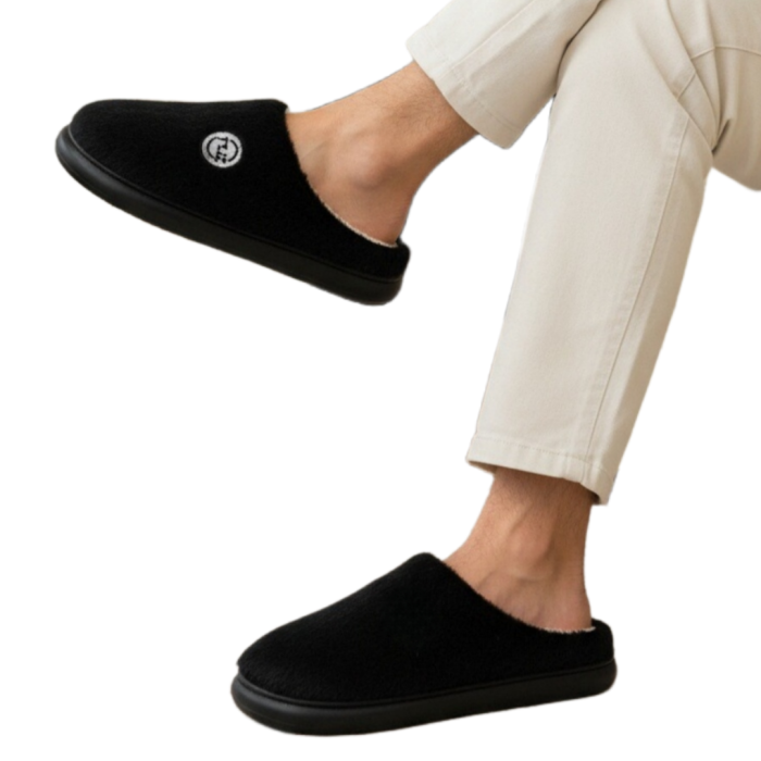 Papuci de casa pufosi D367negru [2]