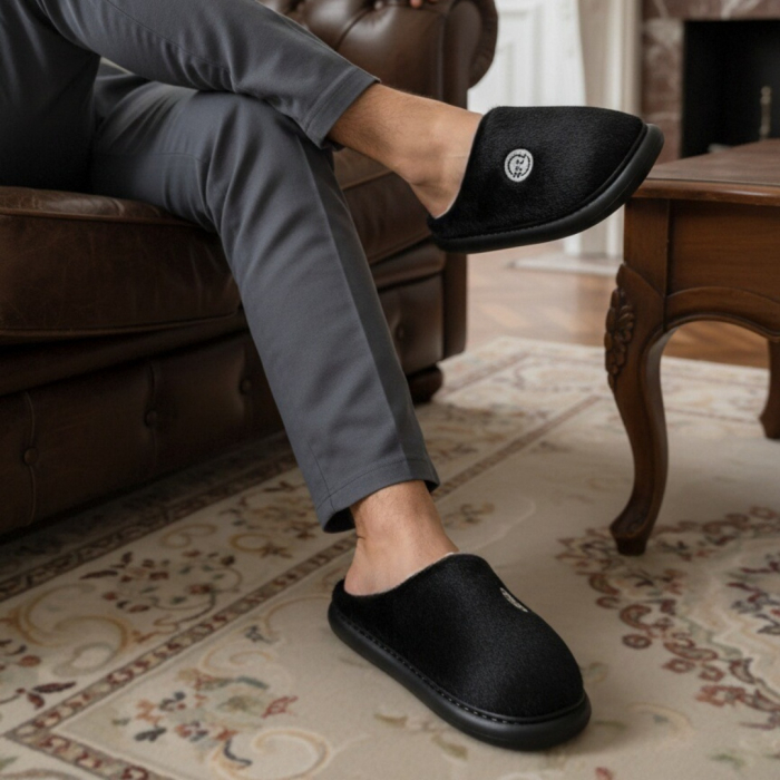 Papuci de casa pufosi D367negru [4]