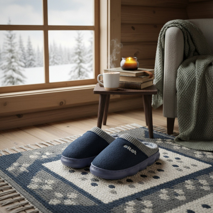 Papuci de casa pufosi A-821bleumarin [7]