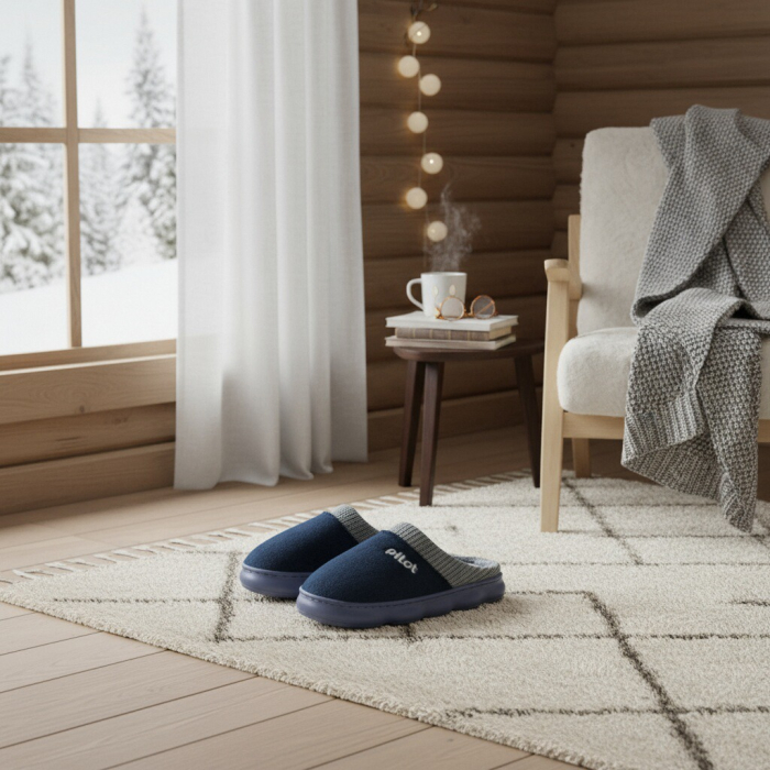 Papuci de casa pufosi A-821bleumarin [6]