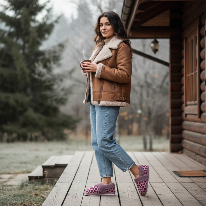 Papuci de casa pufosi L605mov [8]