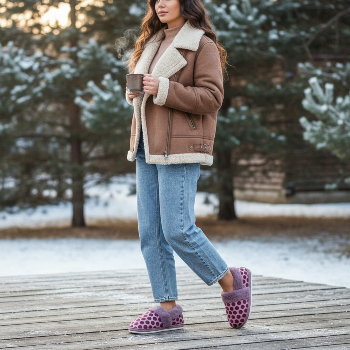 Papuci de casa pufosi L605mov [7]