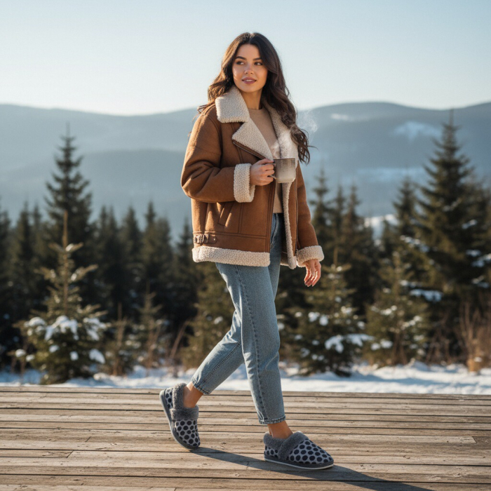 Papuci de casa pufosi L605gri [6]