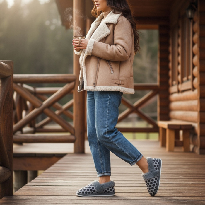 Papuci de casa pufosi L605gri [8]