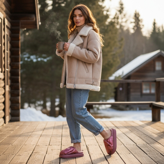 Papuci de casa pufosi L673roz [13]