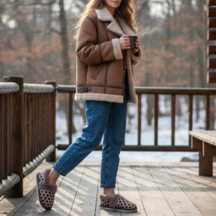 Papuci de casa pufosi L605maro [4]