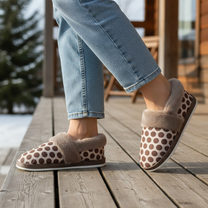 Papuci de casa pufosi L605maro [7]