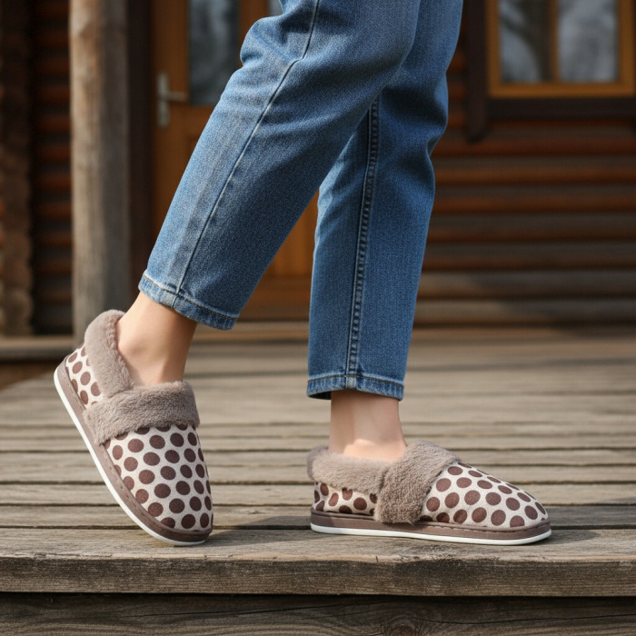 Papuci de casa pufosi L605maro [8]