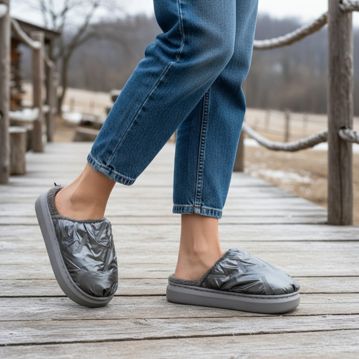 Papuci de casa pufosi L673gri [1]