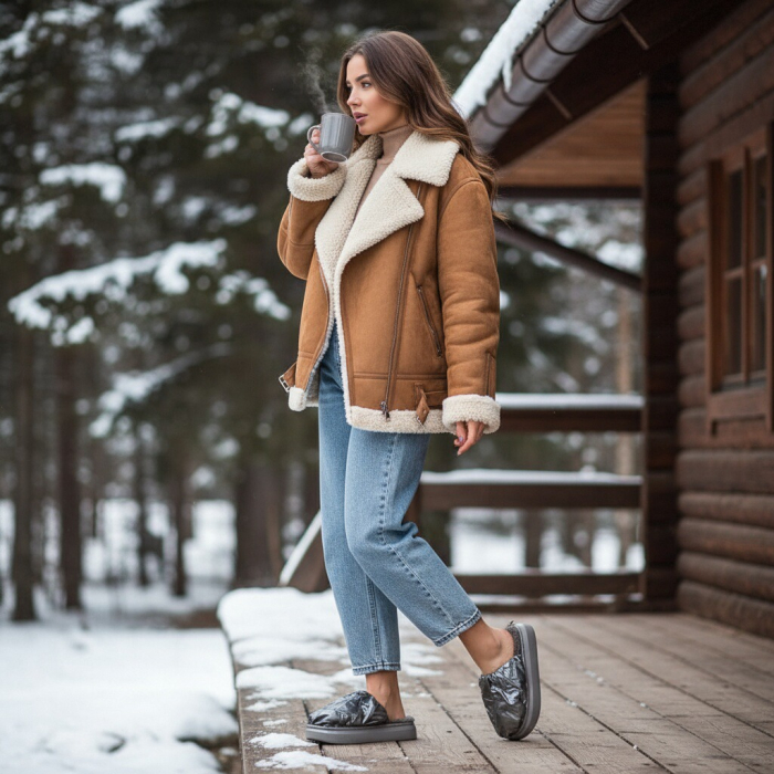 Papuci de casa pufosi L673gri [7]