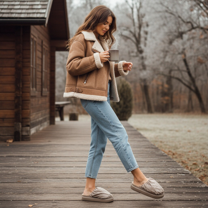 Papuci de casa pufosi L673maro [6]