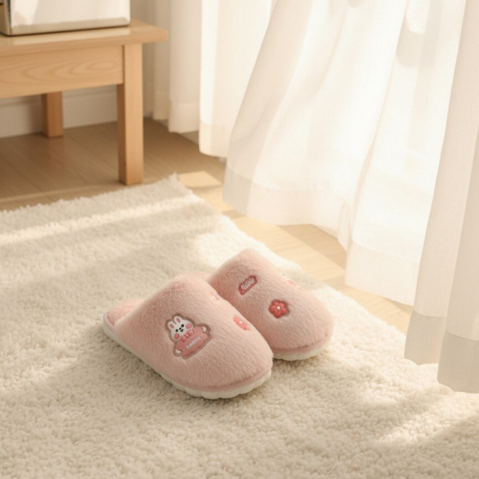 Papuci de casa pufosi L689roz [4]