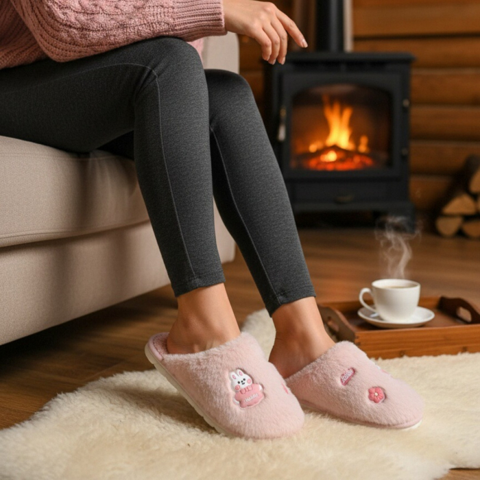Papuci de casa pufosi L689roz [3]