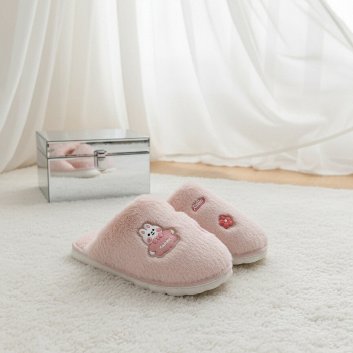 Papuci de casa pufosi L689roz [6]