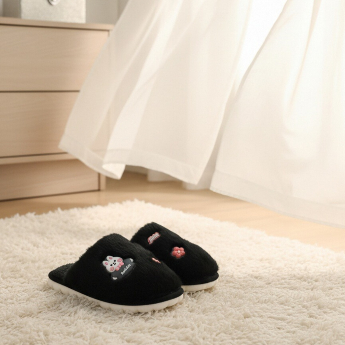 Papuci de casa pufosi L689negru [6]