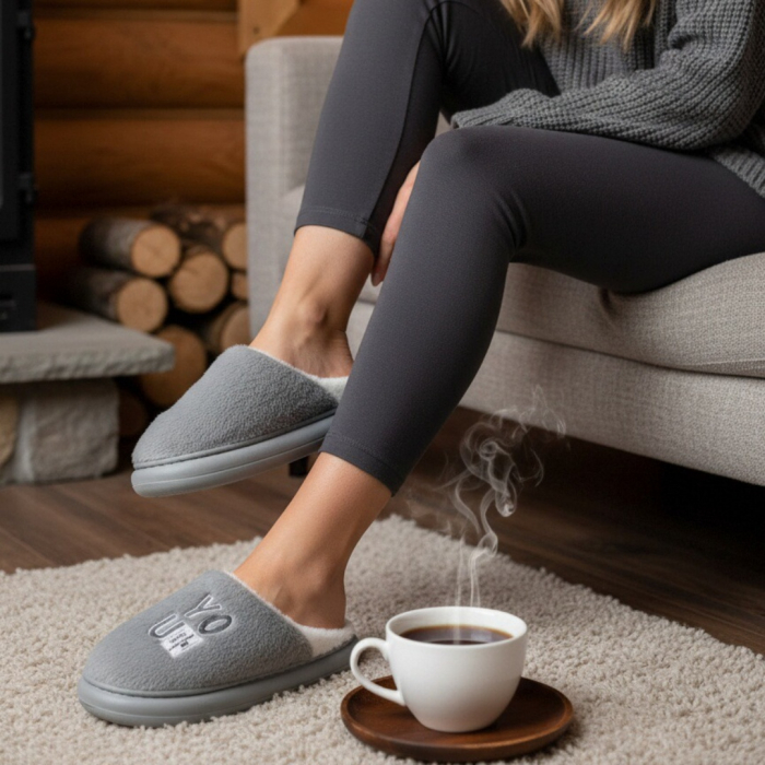 Papuci de casa pufosi L707gri [4]