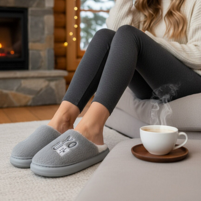 Papuci de casa pufosi L707gri [1]