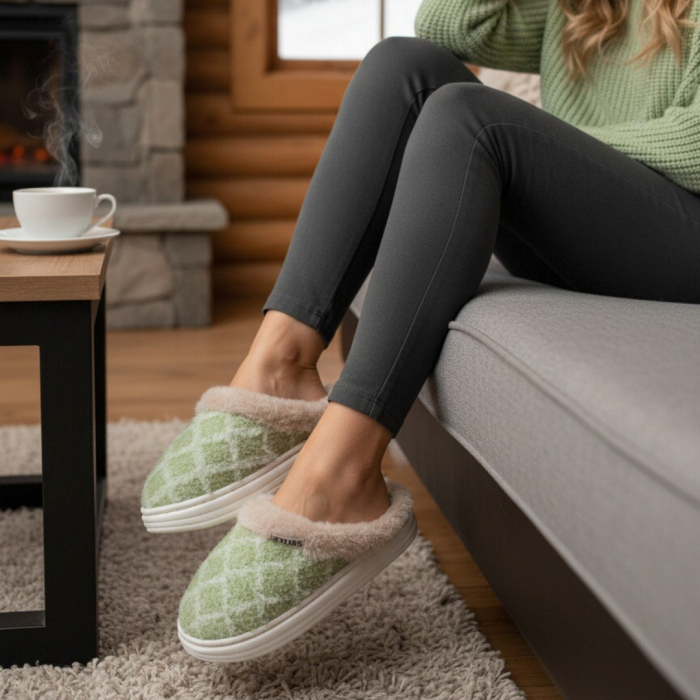 Papuci de casa pufosi L711verde [1]