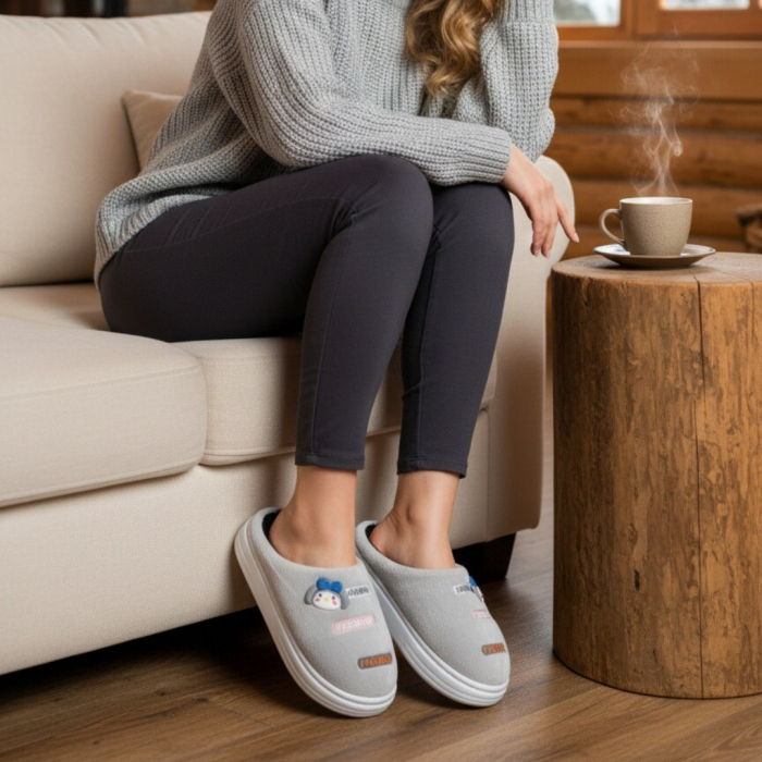 Papuci de casa pufosi L715gri [5]