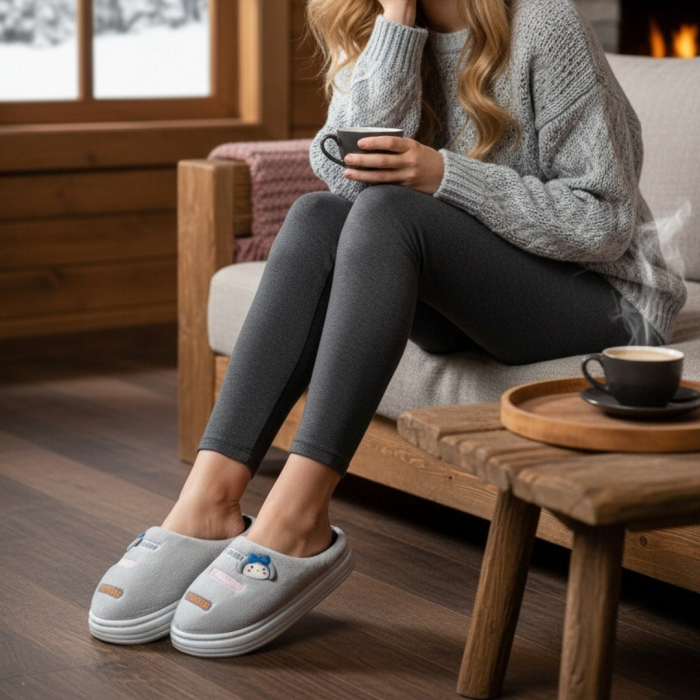 Papuci de casa pufosi L715gri [6]