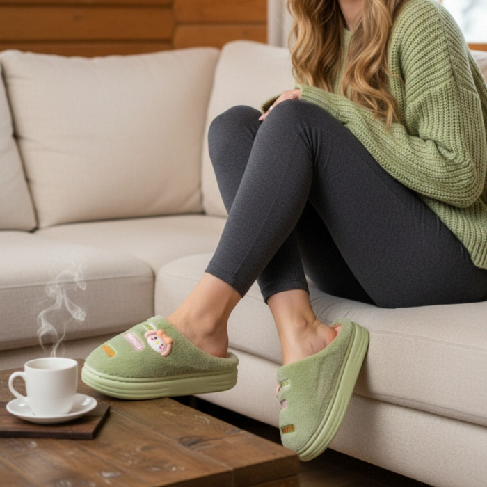 Papuci de casa pufosi L715verde [6]