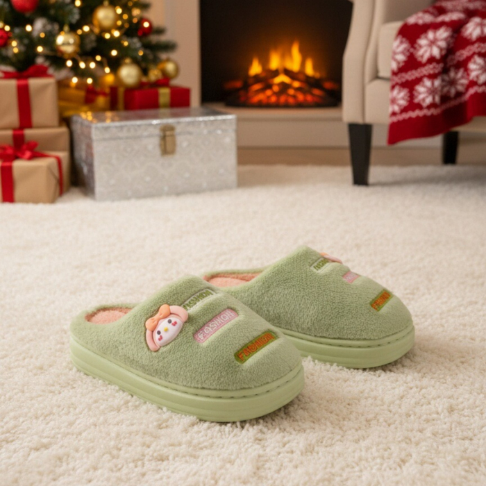 Papuci de casa pufosi L715verde [4]