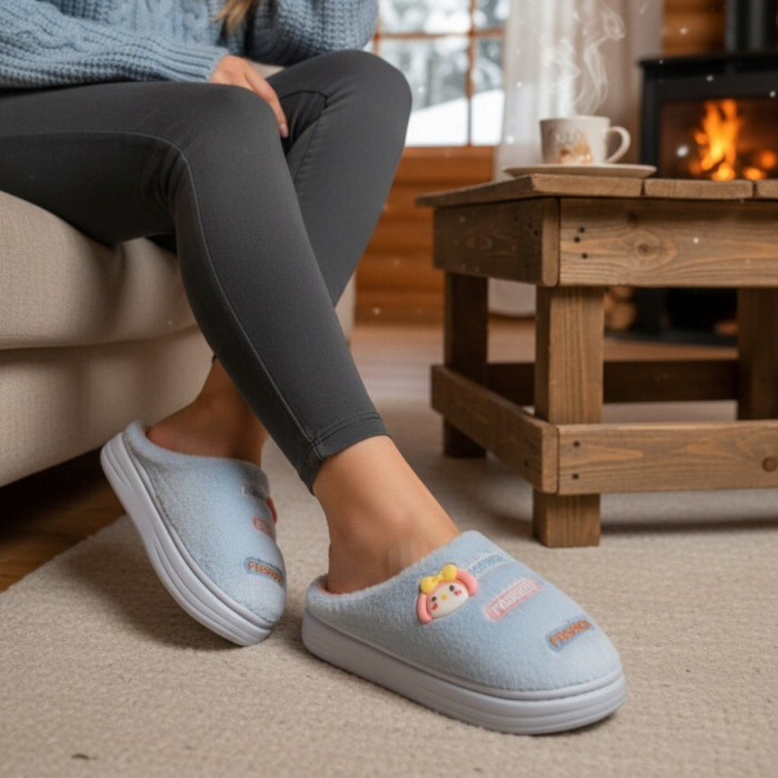 Papuci de casa pufosi L715albastru [1]