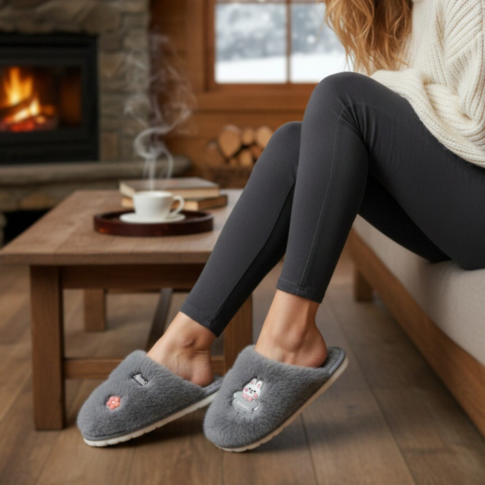 Papuci de casa pufosi L689gri [1]