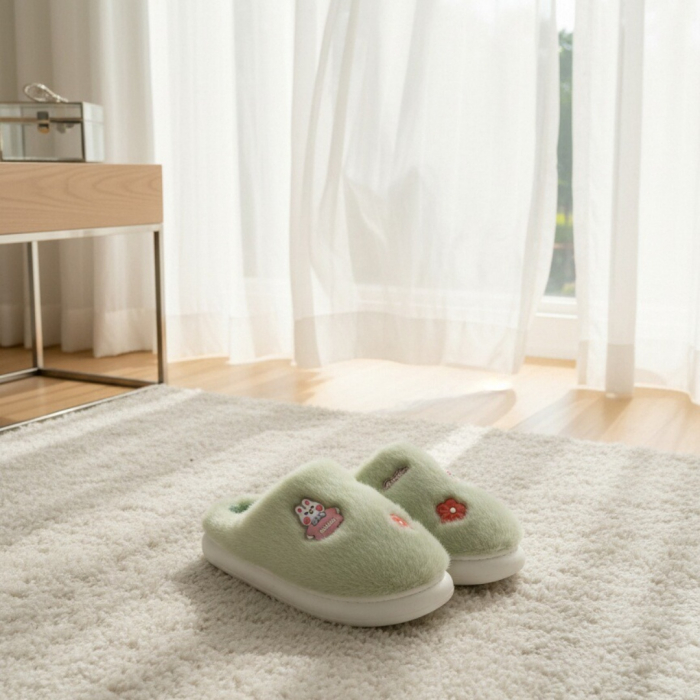 Papuci de casa pufosi L721verde [4]