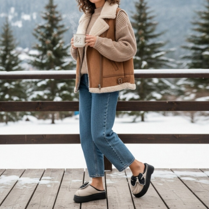 Papuci de casa pufosi L723bej [6]