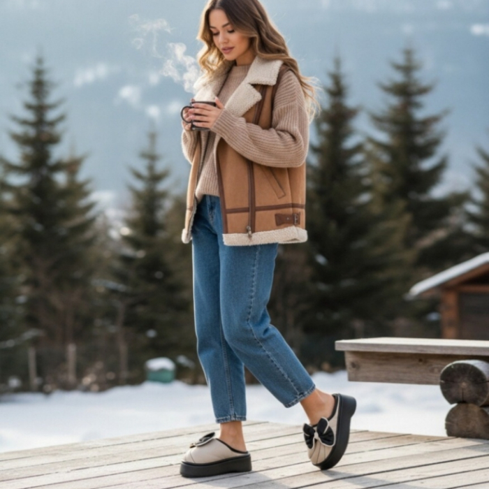 Papuci de casa pufosi L723bej [5]