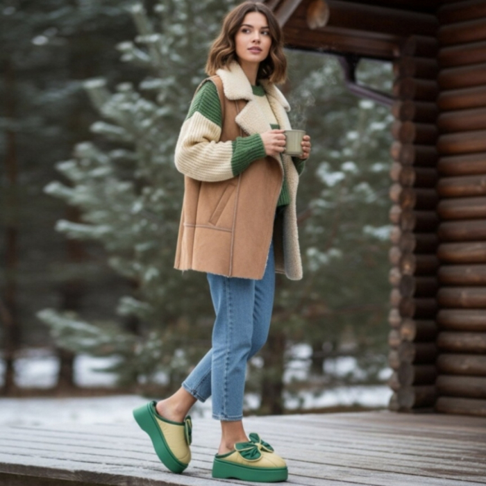 Papuci de casa pufosi L723galben [7]