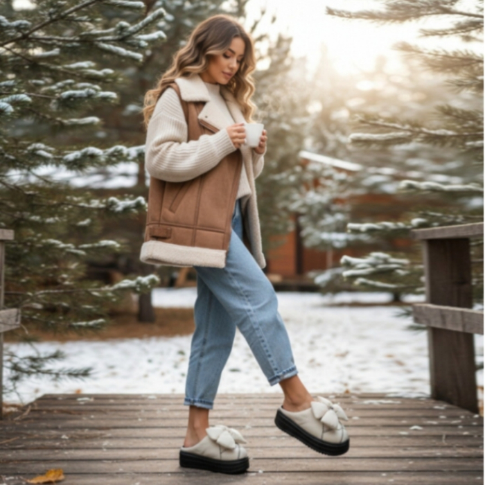 Papuci de casa pufosi L735alb [7]