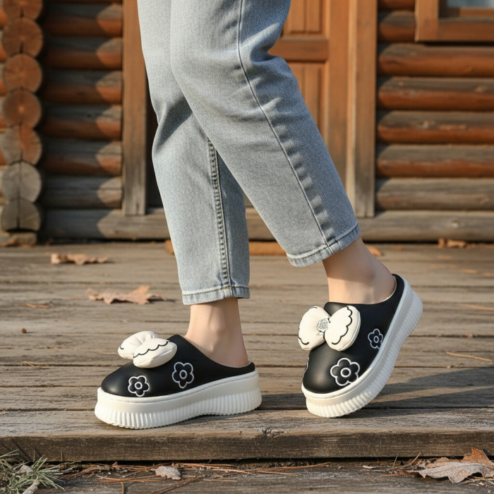 Papuci de casa pufosi L736negru [4]