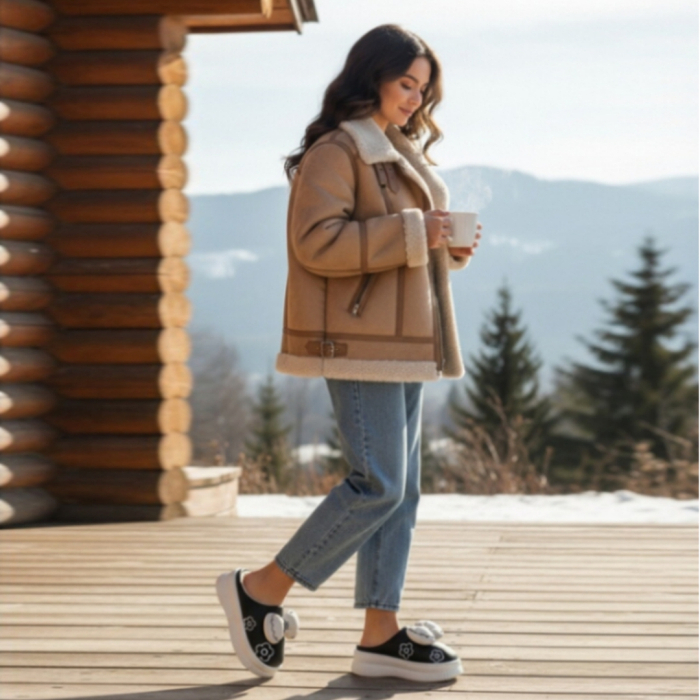 Papuci de casa pufosi L736negru [5]