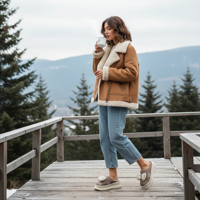 Papuci de casa pufosi L736maro [6]