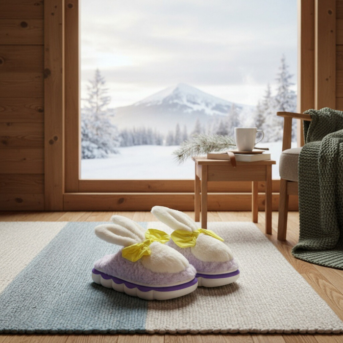 Papuci de casa pufosi, model Iepuras L633mov [5]