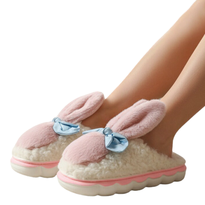 Papuci de casa pufosi, model Iepuras L633roz [12]