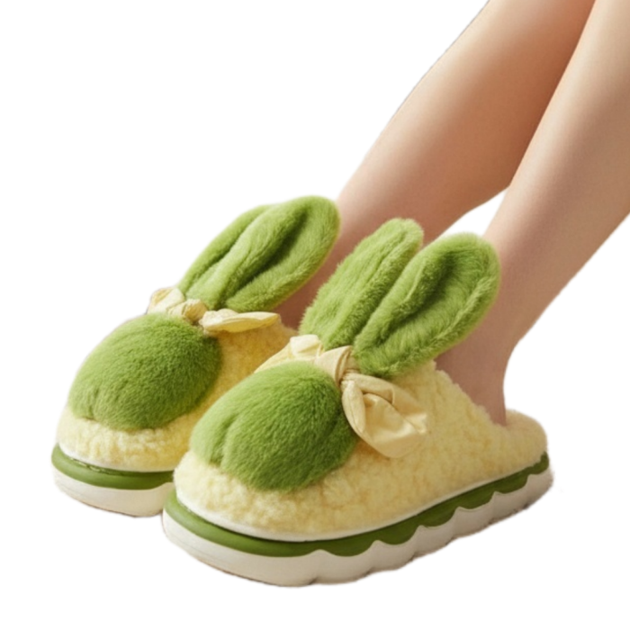 Papuci de casa pufosi, model Iepuras L633verde [17]