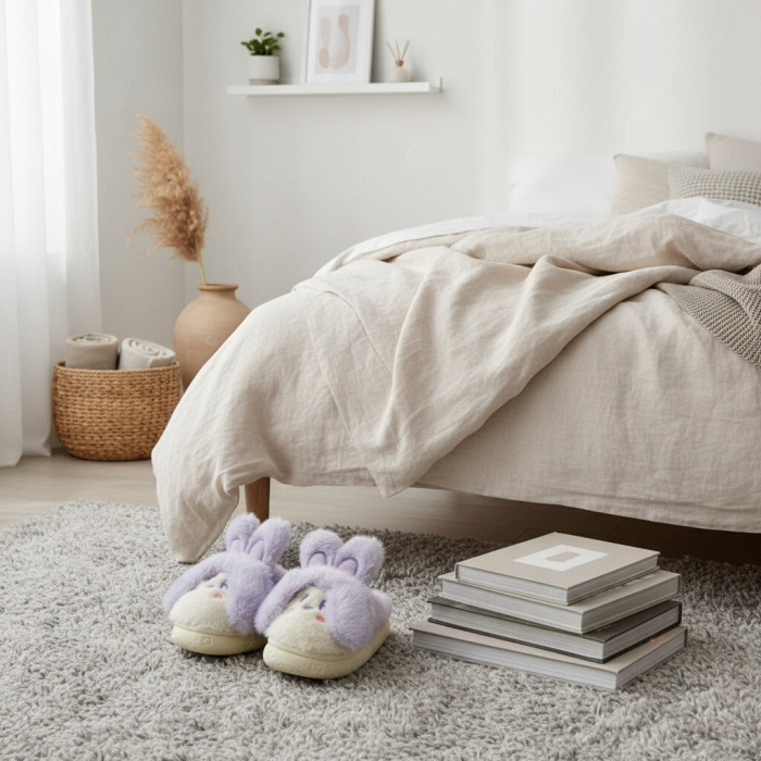 Papuci de casa pufosi, model Iepuras L638mov [10]