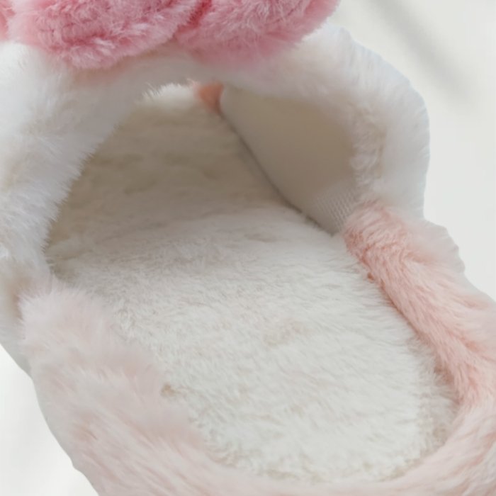 Papuci de casa pufosi, model Iepuras P2079roz [9]