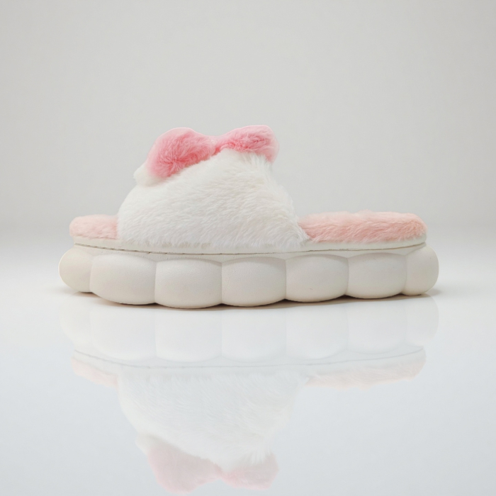 Papuci de casa pufosi, model Iepuras P2079roz [3]