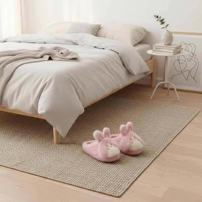 Papuci de casa pufosi, model Iepuras L638roz [8]