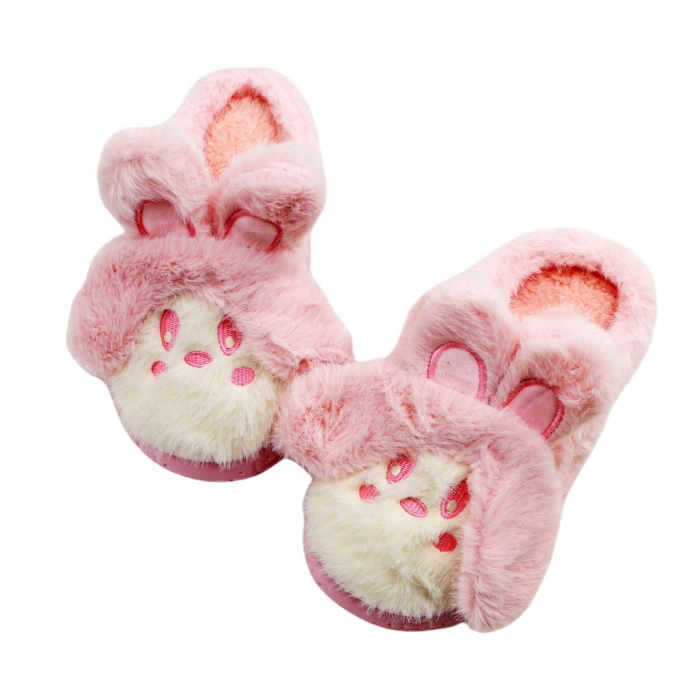 Papuci de casa pufosi, model Iepuras L638roz [12]