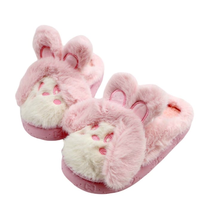 Papuci de casa pufosi, model Iepuras L638roz [10]