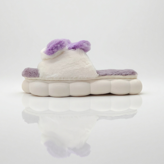 Papuci de casa pufosi, model Iepuras P2079mov [3]
